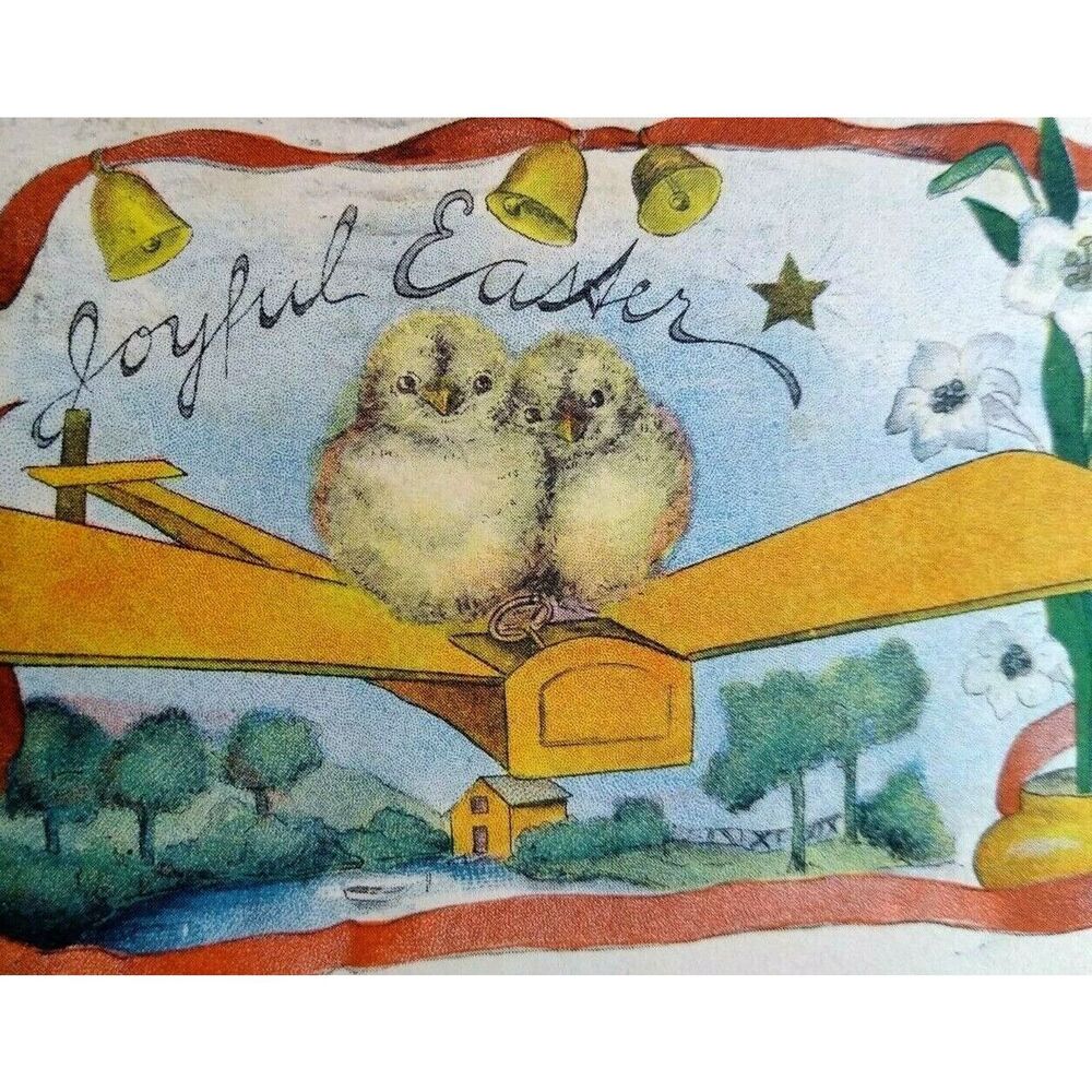 Easter Postcard Chicks In Airplane Plane Barton Spooner Fantasy 332 Vintage 1914